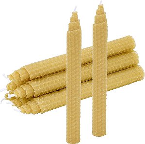 DEYBBY Velas cônicas de cera de abelha de favo de mel, 6 velas de cera de abelha não tóxicas não tóxicas enroladas à mão para casa, idosos e crianças (marrom cru)
