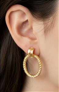 Par Brincos Folheados Miri Morena Círculo diamantado 33208