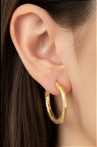 Brinco Argola Folheado Diamantado 3,4cm Miri Morena 33210