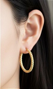 Brincos Argola Torcida Folheado Ouro 3,5cm 33212