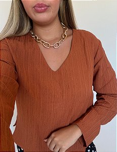 Blusa Manga Longa Texturizada
