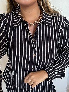 Camisa Listrada Preta e Branca