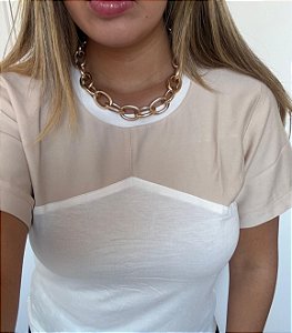 Blusa Bicolor Nude e Off-White