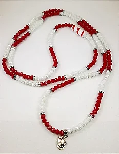 Guia em Cristal de Vidro (65 cm) - Zé Pelintra (Branca e Vermelha) - Umbanda - Candomblé - Quimbanda