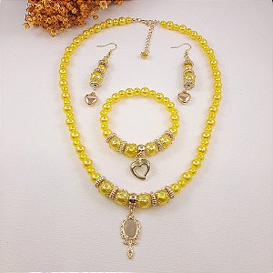 Conjunto Orixá Oxum (Colar + Brinco + Pulseira) Umbanda e Candomblé