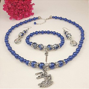 Conjunto Orixá Ogum (Colar + Brinco + Pulseira) Umbanda e Candomblé