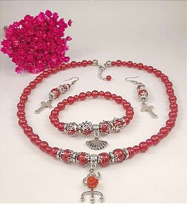 Conjunto Orixá PomboGira / PombaGira Modelo 2 (Colar + Brinco + Pulseira) Umbanda e Candomblé