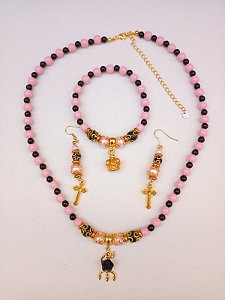 Conjunto Orixá Pombo Gira  Menina/ Pomba Gira Menina (Colar + Brinco + Pulseira) Umbanda e Candomblé