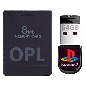 Kit OPL Playstation 2 Com 13 Jogos - PS2 (Pendrive 64GB + Memory Card)