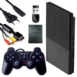 Console PlayStation 2 Slim Preto Serie 90000 - PS2 (OPL - 13 Jogos)