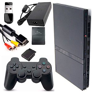 Console PlayStation 2 Slim Preto Serie 70000 - PS2 (OPL - 13 Jogos)
