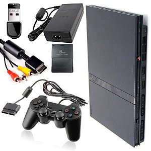 Console PlayStation 2 Slim Preto Serie 70000 - PS2 (OPL - 13 Jogos)