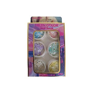 Glitter para Unha Caixa com 6 und - Helen Color