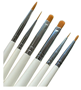 Kit 6 Pinceis Branco Para Nail Art E Alongamento - D&Z
