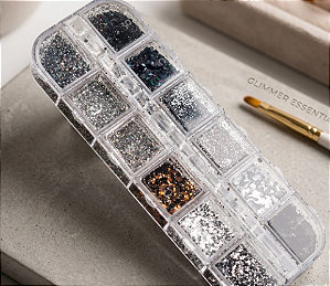 22PAL37 - GLITTER PARA UNHAS PRETO - PACOTE C/ 12 UN REAL LOVE