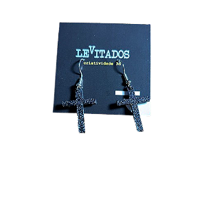 10 Pares de Brincos Cruz Preta (ATACADO)