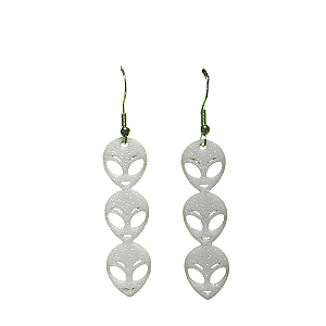 10 Pares de Brincos ALIEN BRANCO (ATACADO)