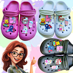 Sandália babuche Crocs professora pedagogia