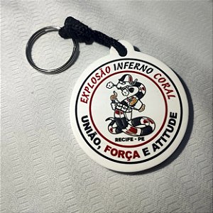 Chaveiro emborrachado escudo bola Explosão Inferno Coral