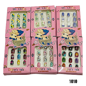 NE1010 - Unha postiças infantil children nails ( autocolante)  Pacote com 12 unidades (Atacado)