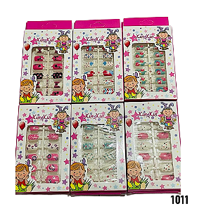 NE1011 - Unha postiças infantil xin xin ( vem com cola para) com atacado – Pacote com 12 unidades (Atacado)