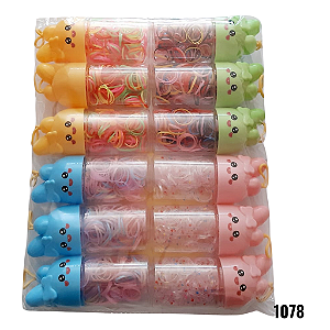 NE1078 - Liguinha de cabelo 170 elasticos de borracha por pc com – Pacote com 12 unidades (Atacado)