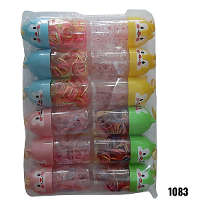 NE1083 - Liguinha de cabelo 170 elasticos de borracha por pc com 1083 – Pacote com 12 unidades (Atacado)