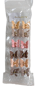 NE10046 - 10046 piranha de cabelo borboleta plástico+ ferro, 2.5cm – Pacote com 12 unidades (Atacado)