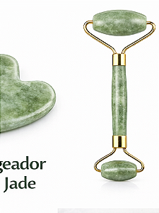 Kit Rolo de Jade + Gua Sha Facial – Massagem Facial e Skincare - ATACADO CAIXA FECHADA