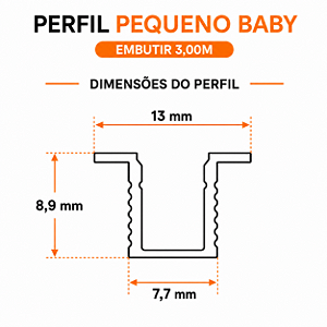Perfil Pequeno Baby Embutir 3,00M