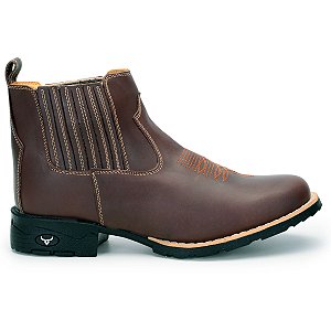 Bota Masculina Country Cowboy Bico Redondo Couro Legítimo Brete Boots