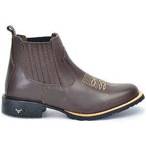 Bota Masculina Country Cowboy Bico Redondo Couro Legítimo Brete Boots