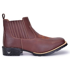 Bota Country Masculina Bico Quadrado Couro Legítimo Brete Boots