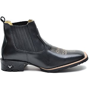 Bota Country Masculina Bico Quadrado Couro Legítimo Brete Boots