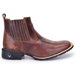 Bota Country Masculina Bico Quadrado Couro Legítimo Brete Boots