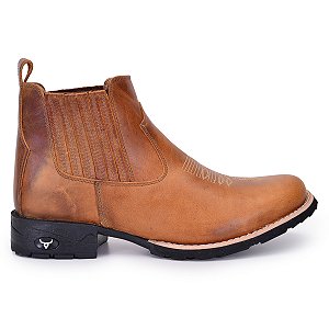 Bota Masculina Country Cowboy Bico Redondo Couro Legítimo Brete Boots