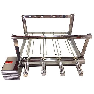Grill Giratório Inox – Kit 520 Alto 4 Espetos Cabo Alumínio