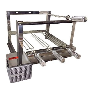 Grill Giratório Inox – Kit 420 Alto 3 Espetos Cabo Alumínio