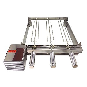 Grill Giratório Inox – Kit 420 Baixo 3 Espetos Cabo Alumínio