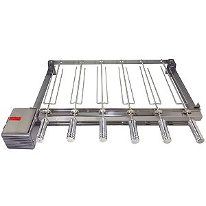 Grill Giratório Inox – Kit 740 Baixo 6 Espetos Cabo Alumínio