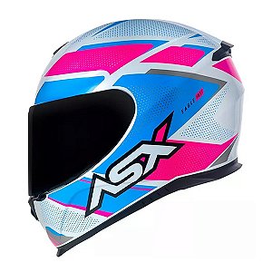 Capacete Asx Eagle Fast Brilho Branco/ Rosa/ Azul 58