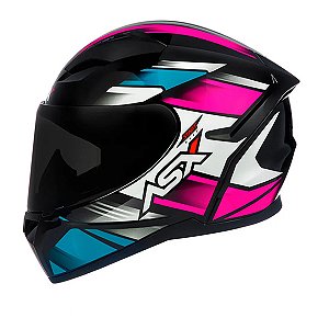 Capacete Asx City Start Brilho Preto/ Turquesa/ Rosa 56