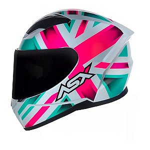 Capacete Asx City Kingdom Brilho Branco/ Rosa/ Tiffany