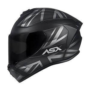 Capacete ASX Draken UK Brilho Preto/Cinza