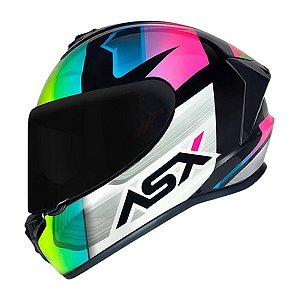 Capacete ASX Draken Striker Brilho Preto/Amarelo/Rosa