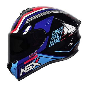 Capacete Asx Draken Cougar Brilho Preto/azul/vermelho
