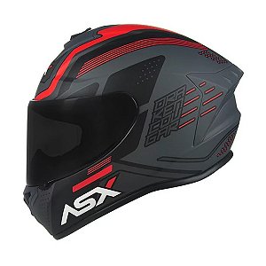 Capacete Asx Draken Cougar Fosco Cinza/preto/vermelho