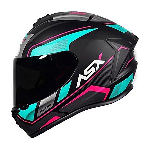 Capacete Asx Draken Wind Fosco Preto/Tiffany/Pink
