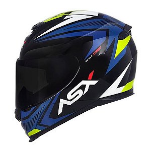 Capacete Asx Eagle Street Brilho Preto/azul/amarelo