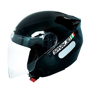 Capacete Spark JET Solid Preto Brilhoso